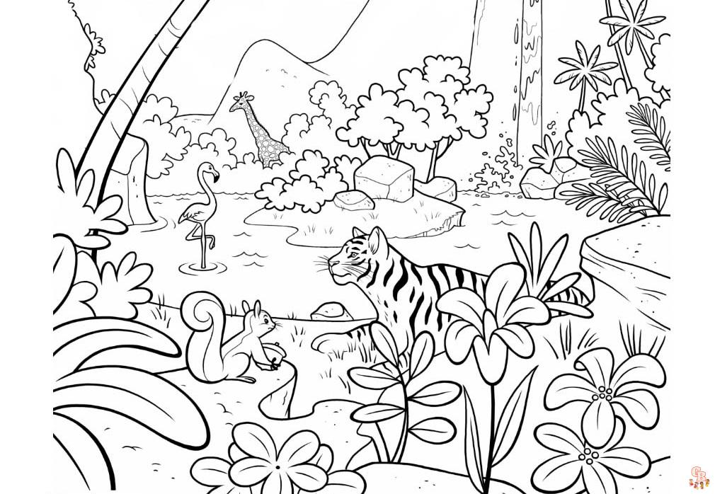 Jungle animals coloring pages free for kids