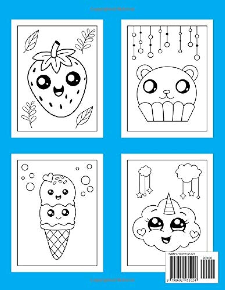 Easy kawaii coloring book cute coloring book for kids of all ages fun and relaxing kawaii coloring pages by