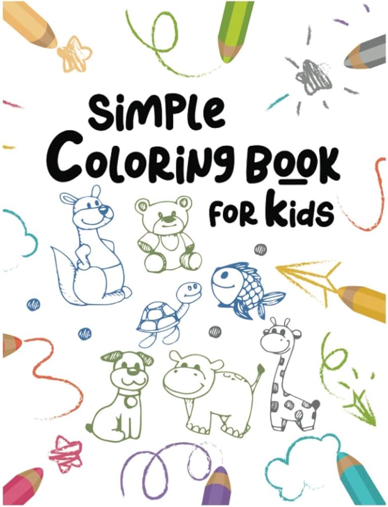 Simple coloring book for kids easy and fun educational coloring pages of animals for little kids age