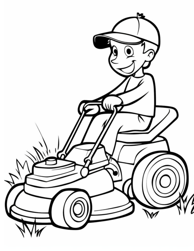 Lawn mower coloring pages