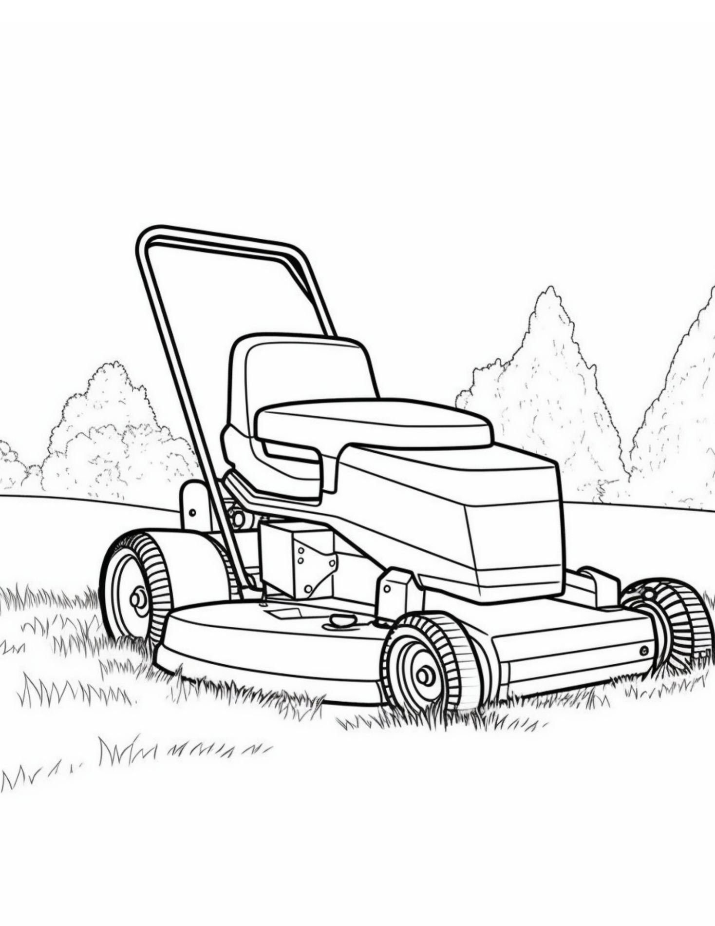 Lawn mower coloring pages