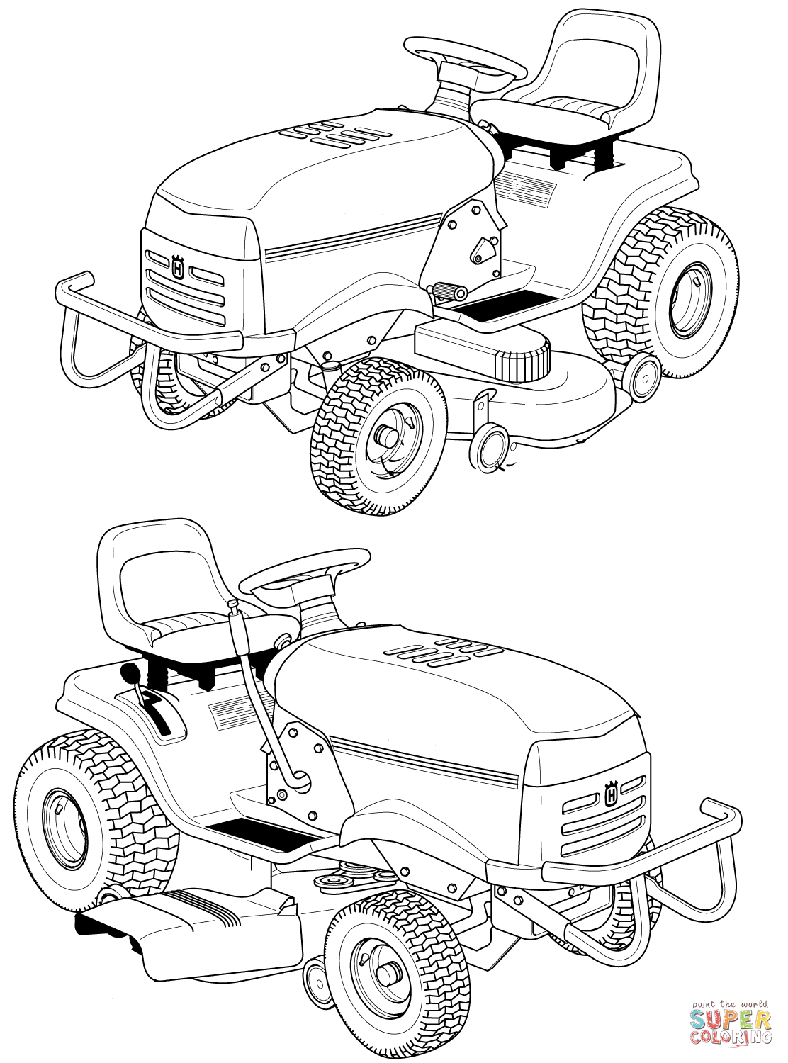 Husqvarna riding lawn mower coloring page free printable coloring pages