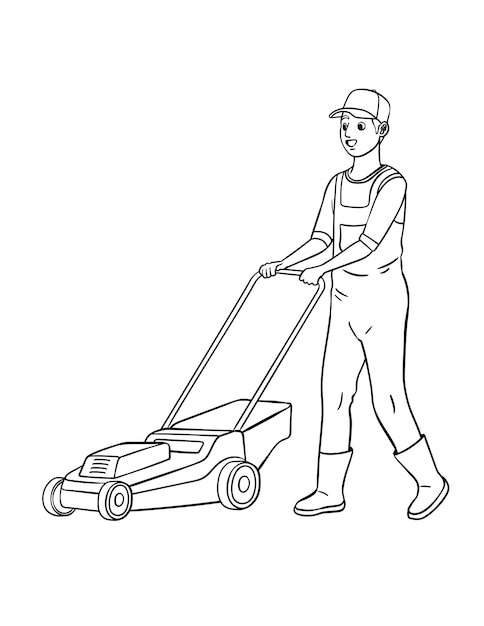 Premium vector lawn mower isolated coloring page for kids