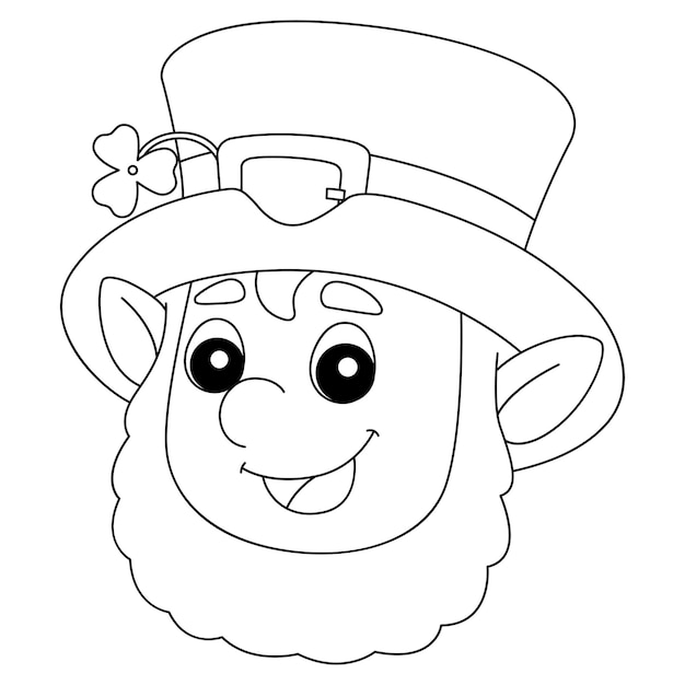 Premium vector a cute and funny coloring page of a st patricks day leprechaun head provides hours of coloring fun for children to color this page is very easy suitable for