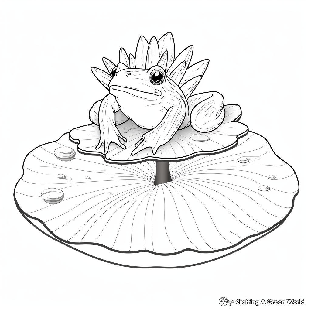 Frog on lily pad coloring pages