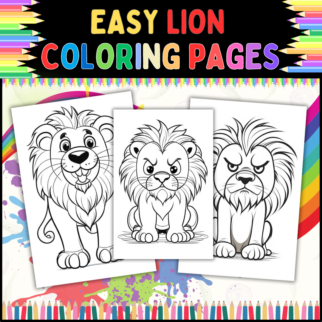 Easy lion coloring pages great for preschoolers kindergarteners and toddlers made by teachers