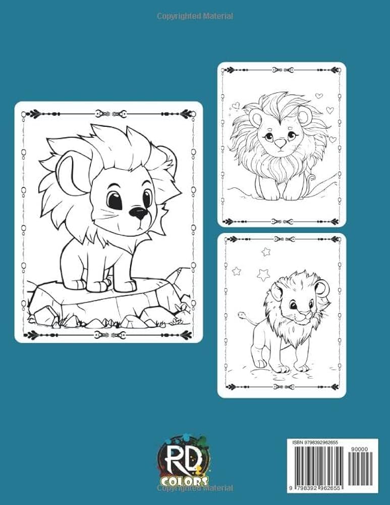 Lion coloring book for kids cute lion coloring pages for girls and boys big and easy lion illustrations ready to color colors rd books