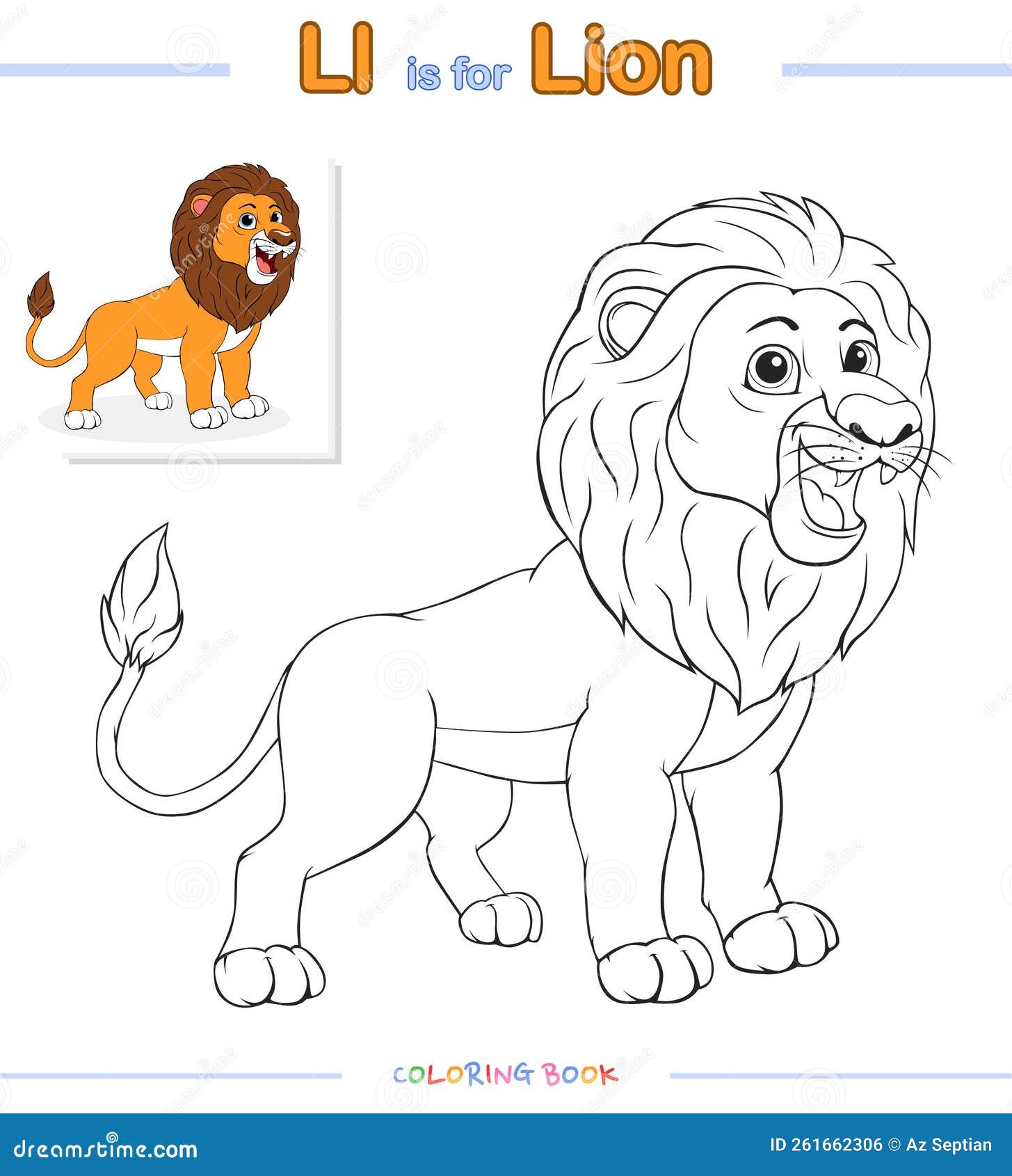 Kids coloring books or coloring pages lion illustration stock vector