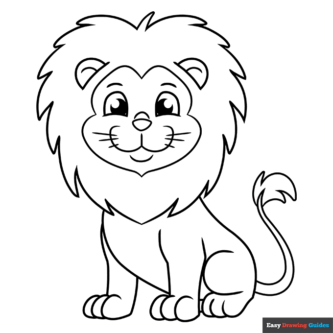 Cartoon lion coloring page easy drawing guides