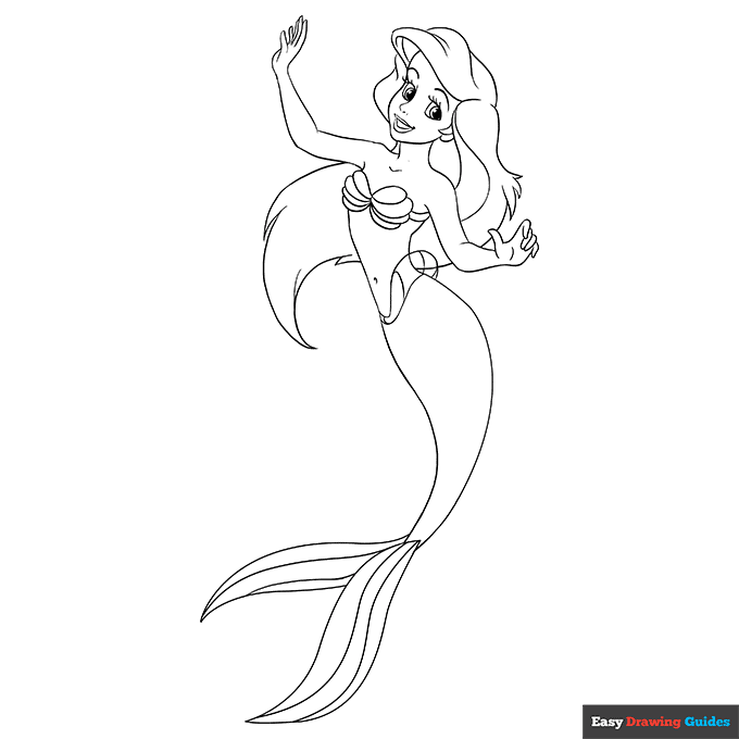 Mermaid ariel coloring page easy drawing guides