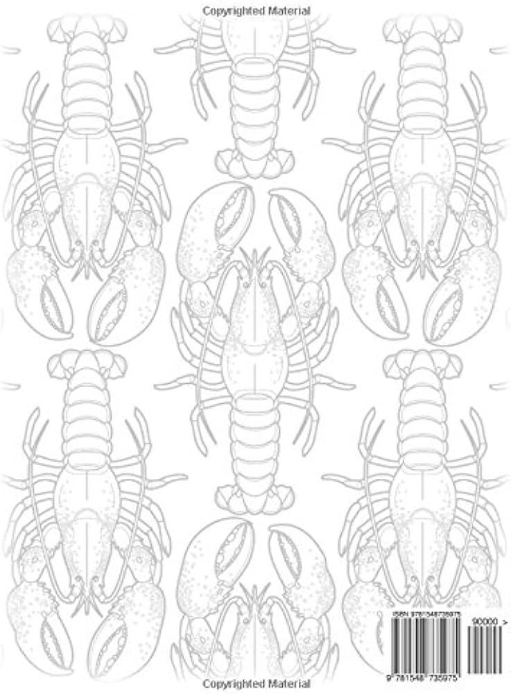 Lobster adult coloring book large one sided stress relieving relaxing lobster coloring book for grownups women men youths easy lobsters designs patterns for relaxation books lobster coloring books adult coloring