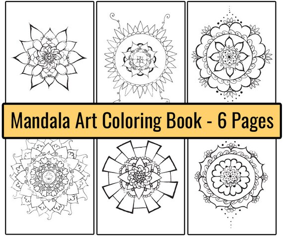 Easy mandala coloring pdf sheets printable letter paper kids art coloring book digital download simple diy boho adult coloring pages