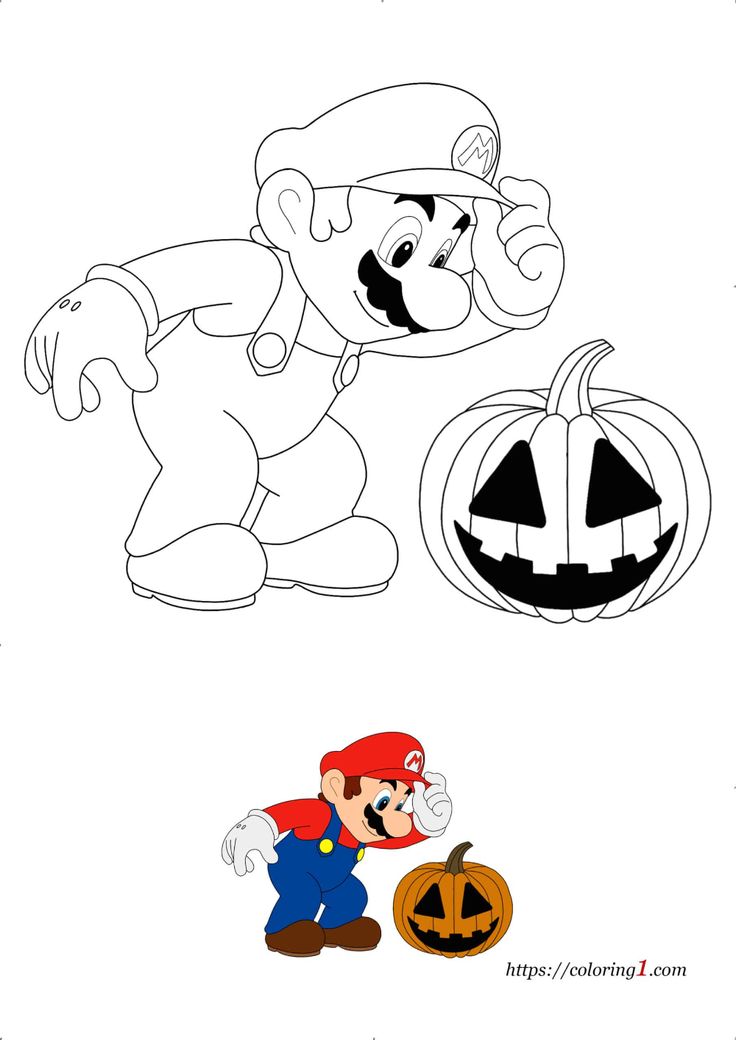 Mario halloween coloring pages