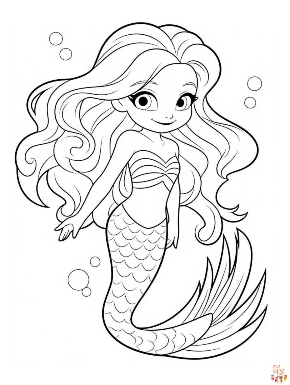 Printable mermaid coloring pages for kids