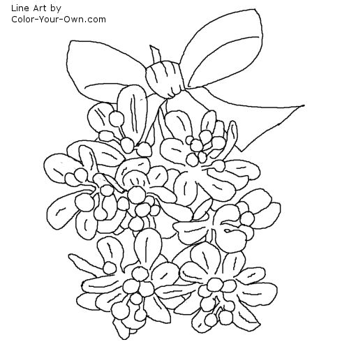 Christmas mistletoe coloring page