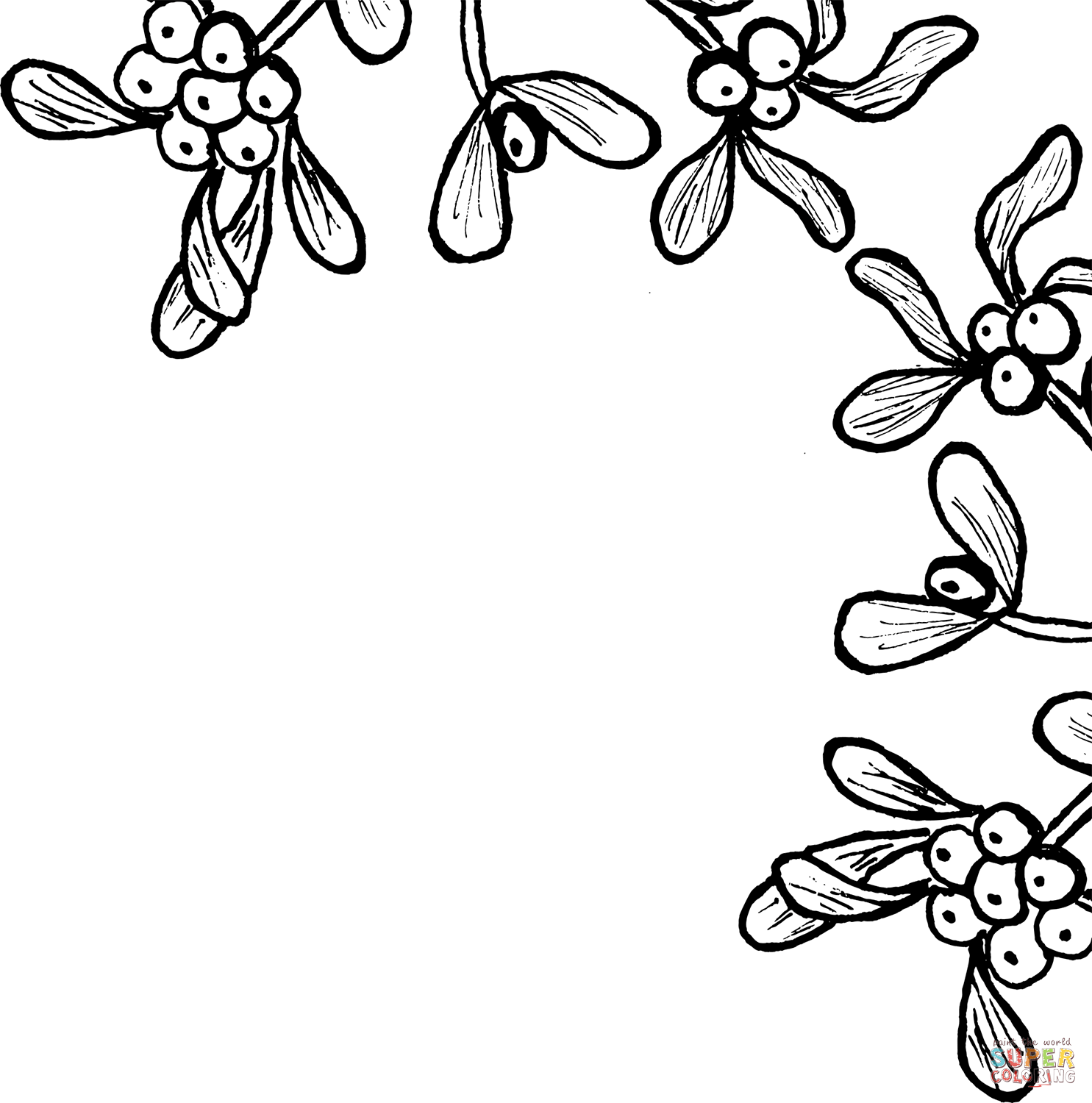 Mistletoe corner border coloring page free printable coloring pages