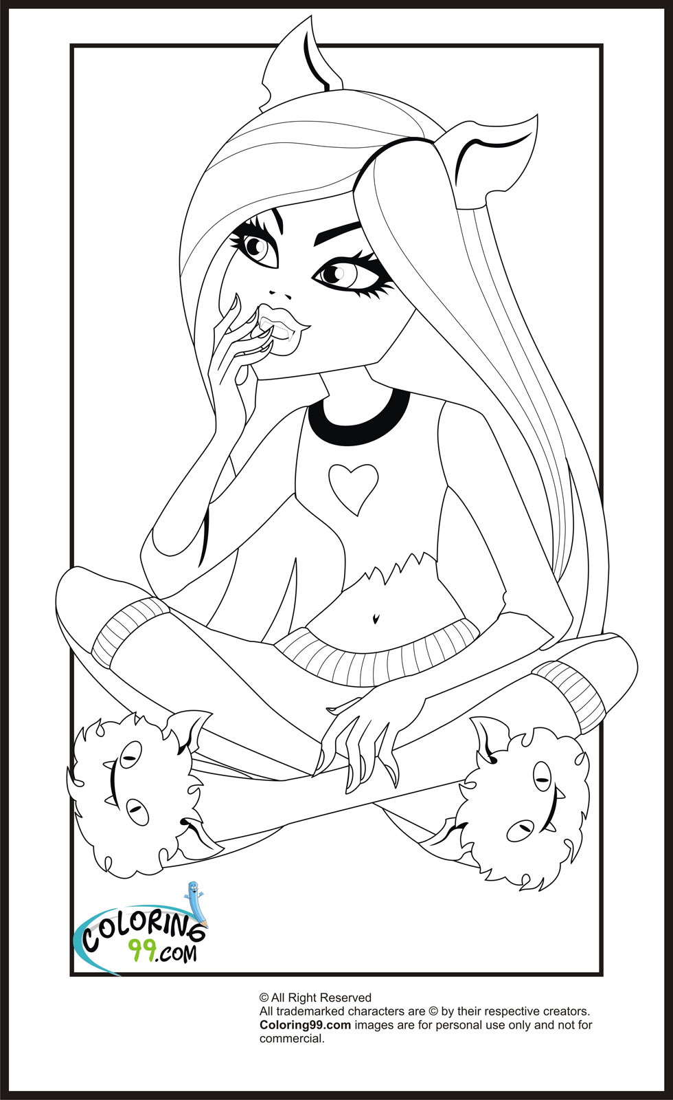 Monster high clawdeen wolf coloring pages team colors