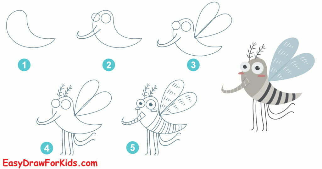 How to draw a mosquito easy draw for kids