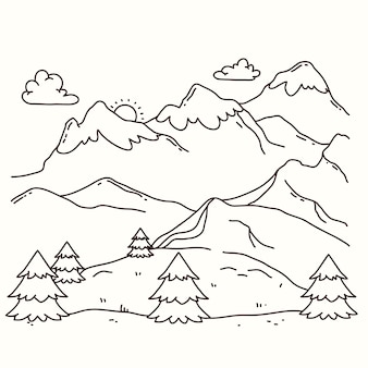 Mountain coloring vectors illustrations for free download