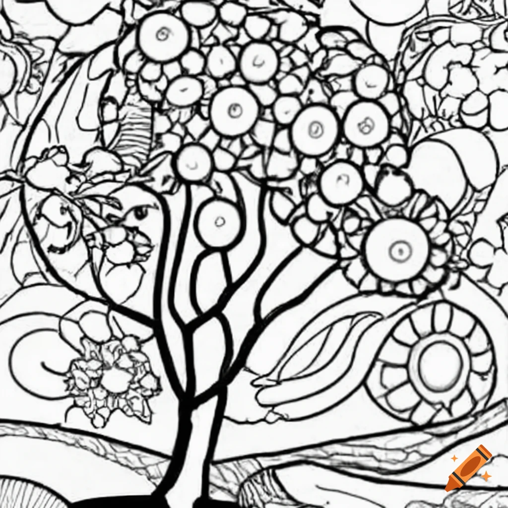 Easy coloring page nature on