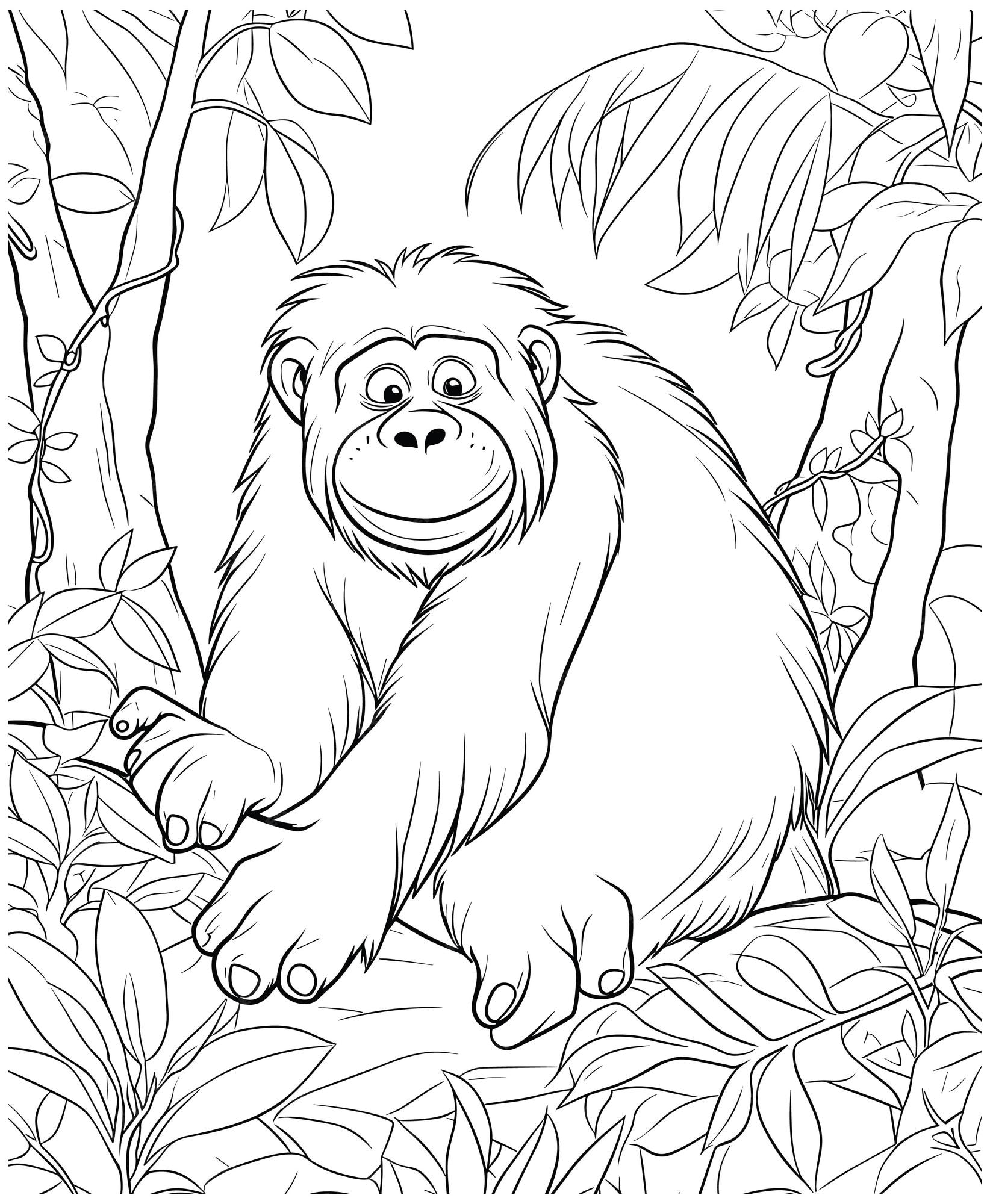 Premium vector orangutan coloring pages for adults