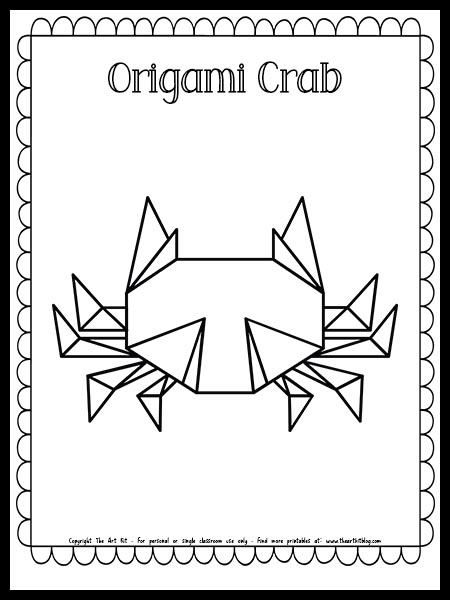 Origami crab coloring page free printable â the art kit