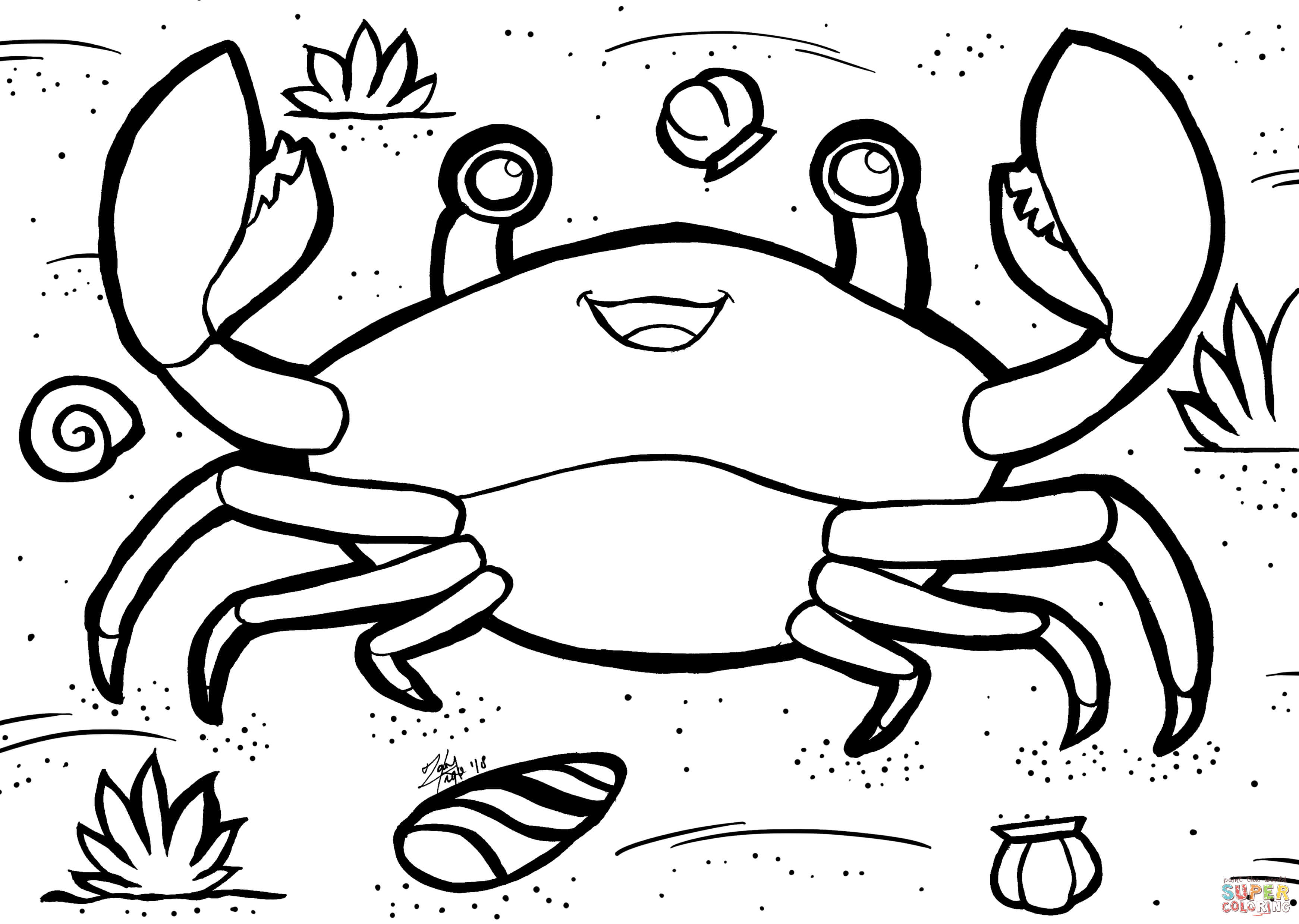 Crab coloring page free printable coloring pages