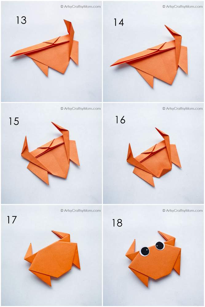 Cute and easy origami crab craft for kids