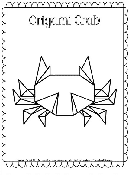 Crab origami coloring page free homeschool deals