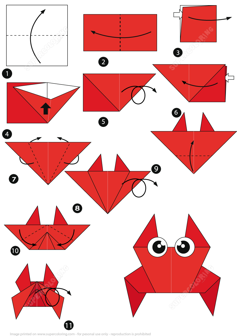 How to make an origami crab step by step instructions free printable papercraft templates