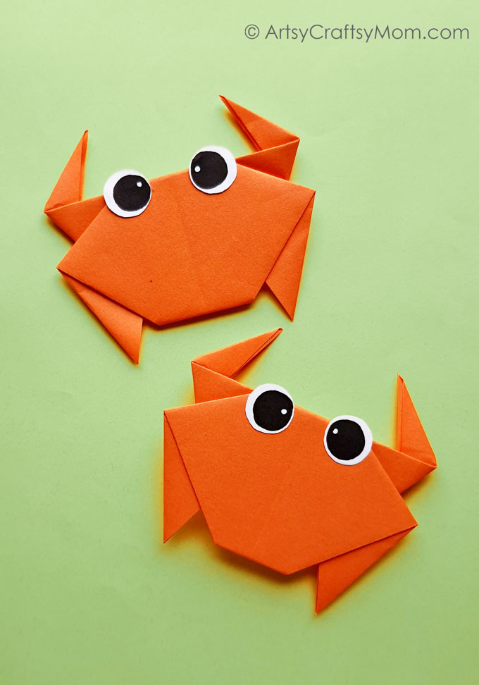 Cute and easy origami crab craft for kids