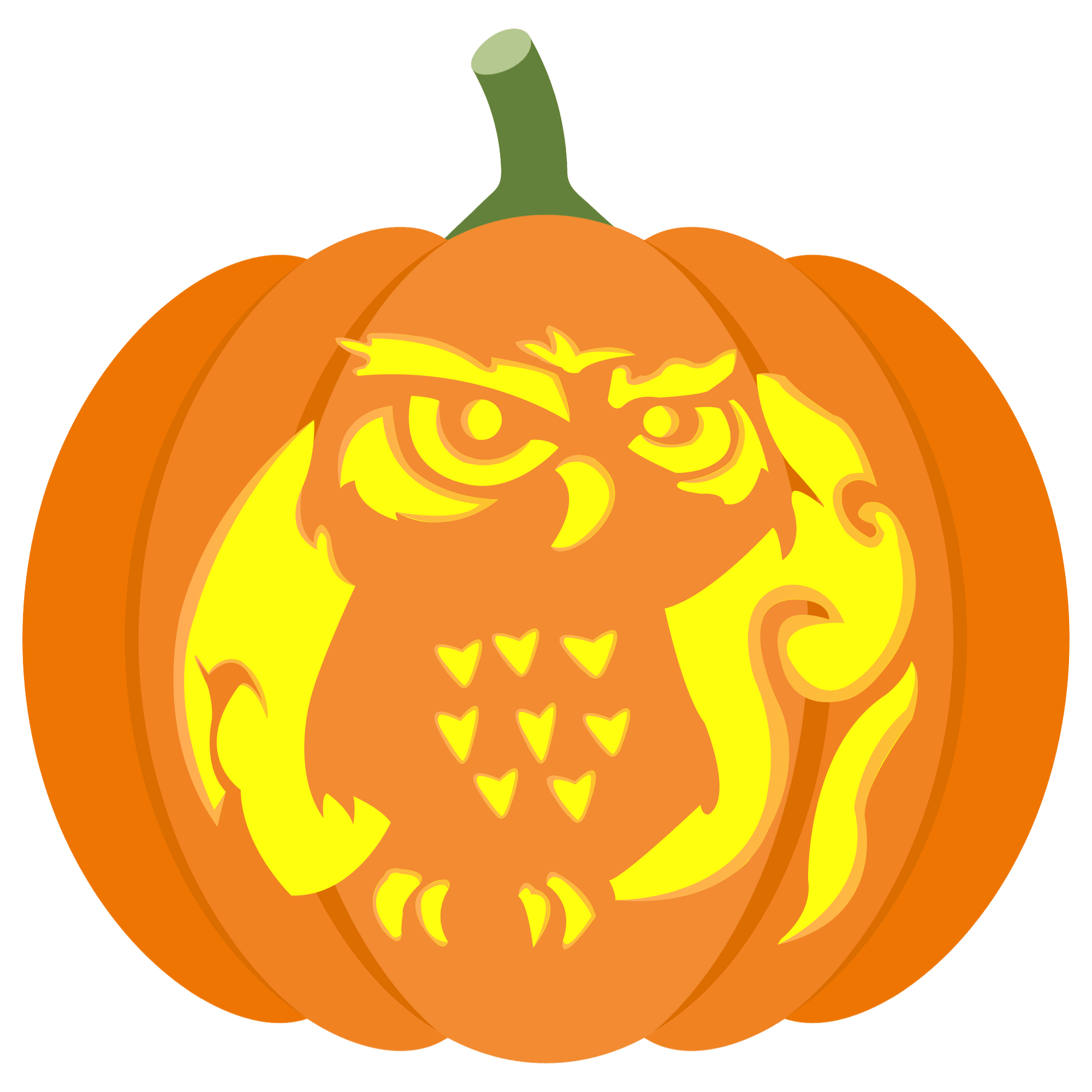 Big owl pumpkin stencil free printable papercraft templates