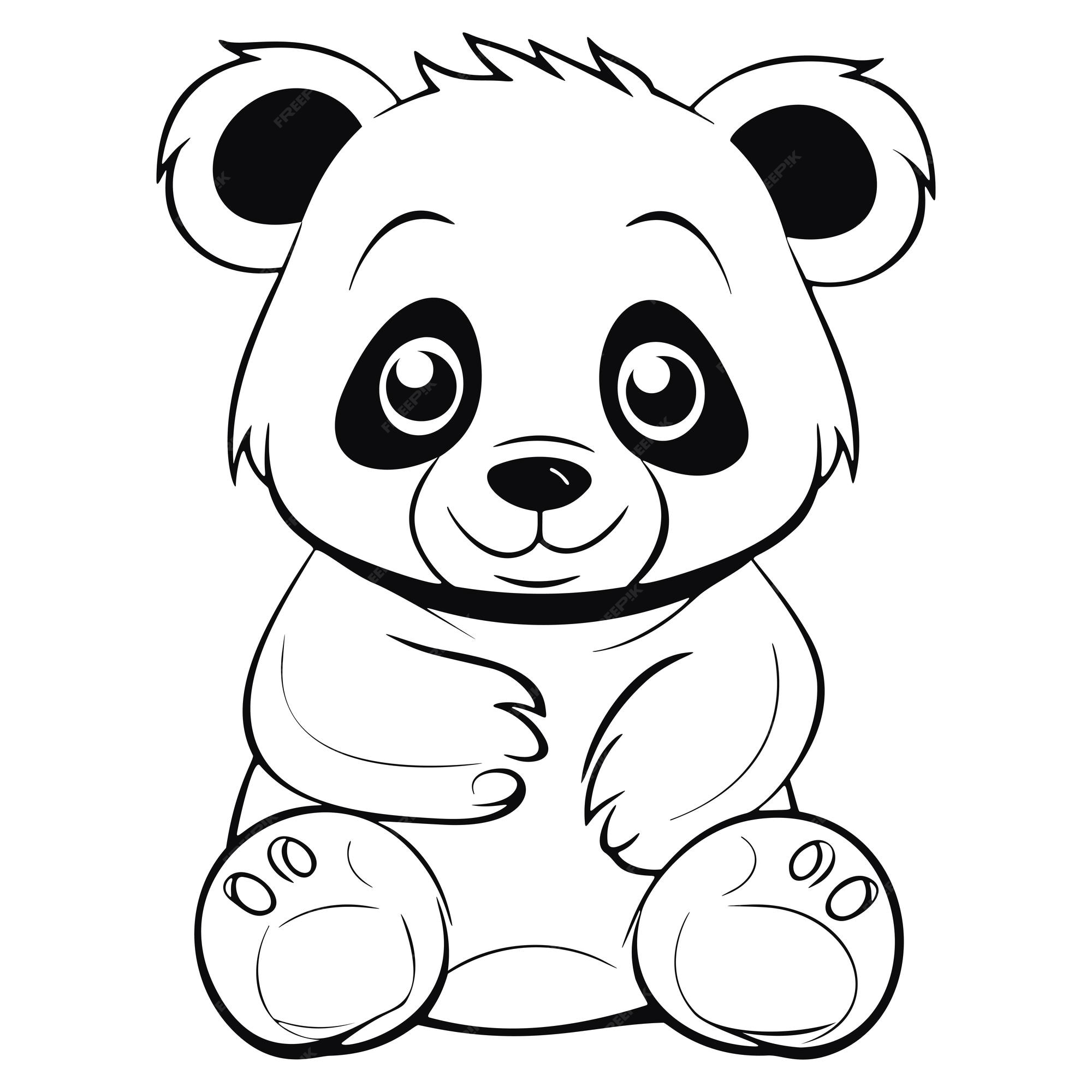 Premium vector kawaii panda coloring page