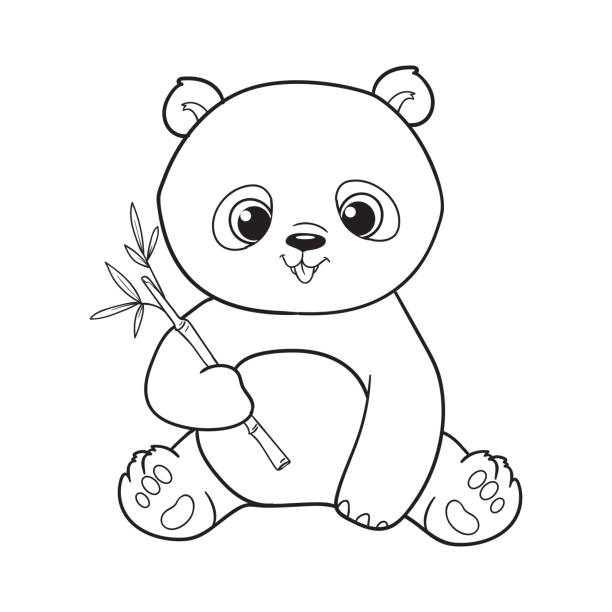 Panda coloring pages stock illustrations royalty