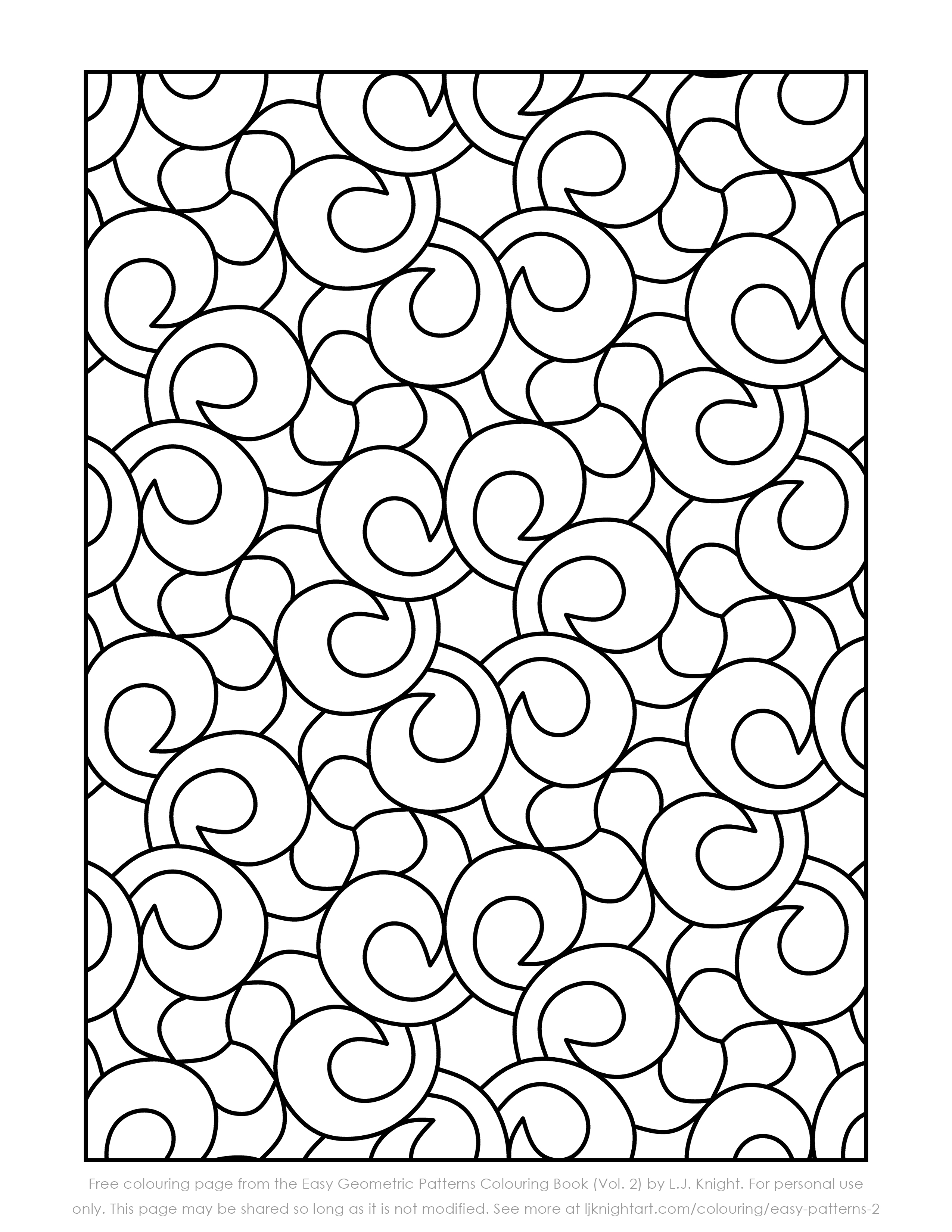 Free simple pattern printable colouring page lj knight art