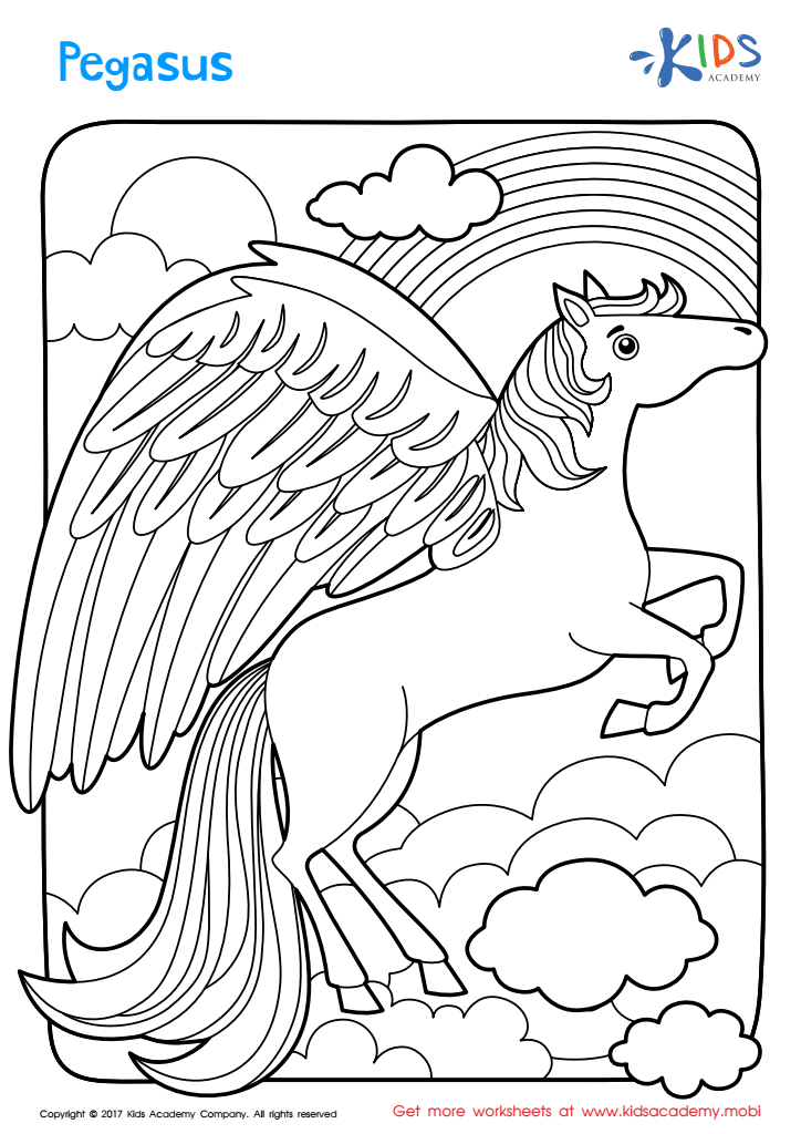 Pegasus printable printable coloring page for kids