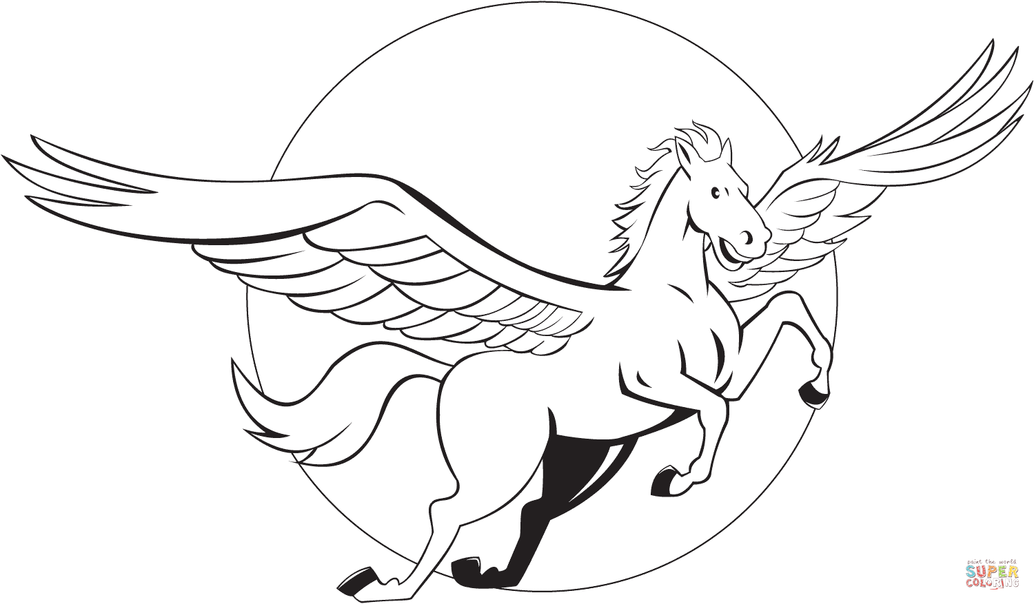 Flying pegasus coloring page free printable coloring pages