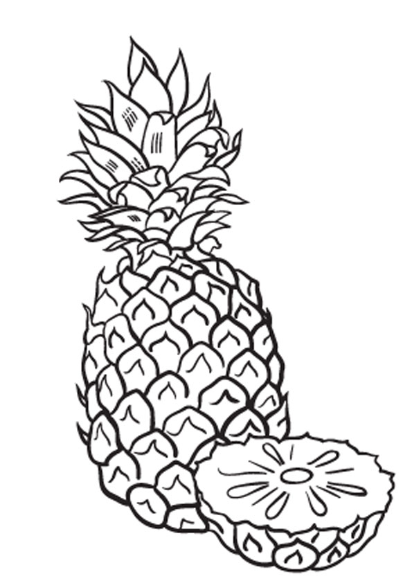 Coloring pages sliced pineapple coloring page