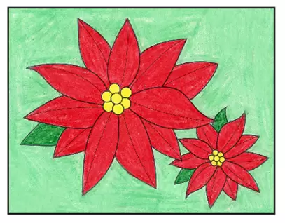 Easy how to draw a poinsettia tutorial poinsettia coloring page