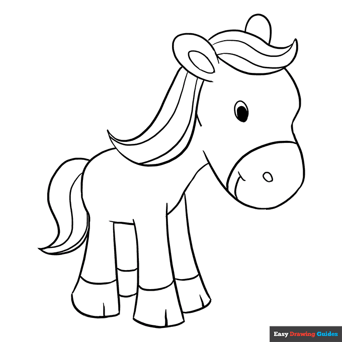 Pony coloring page easy drawing guides