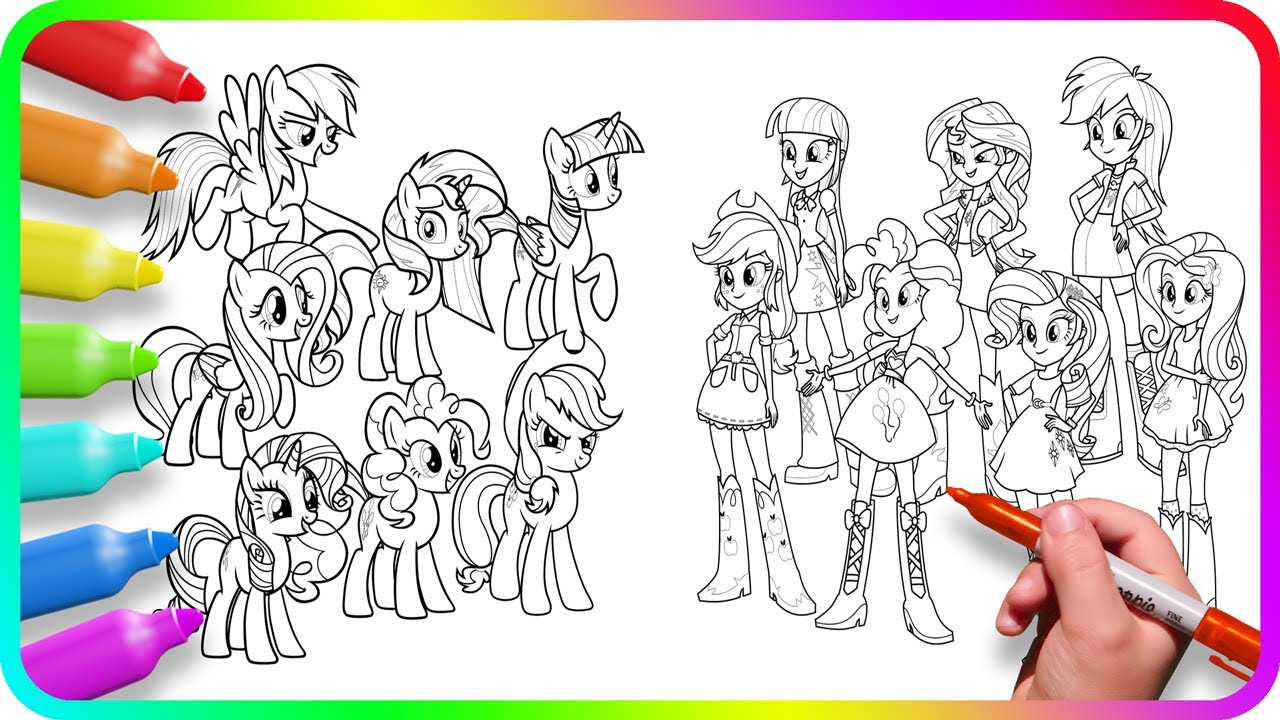 Coloring pages y little pony vs equestria girls how to color y little pony easy drawing tutorial