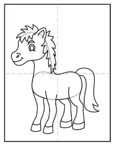 Easy how to draw a pony and pony coloring page