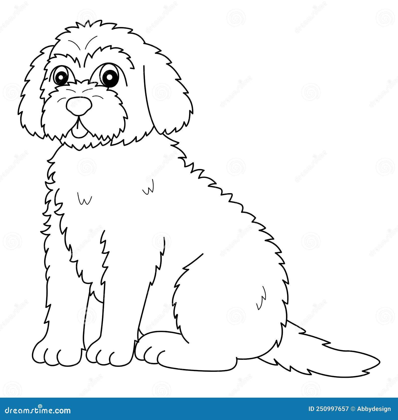 Goldendoodle dog isolated coloring page for kids stock vector