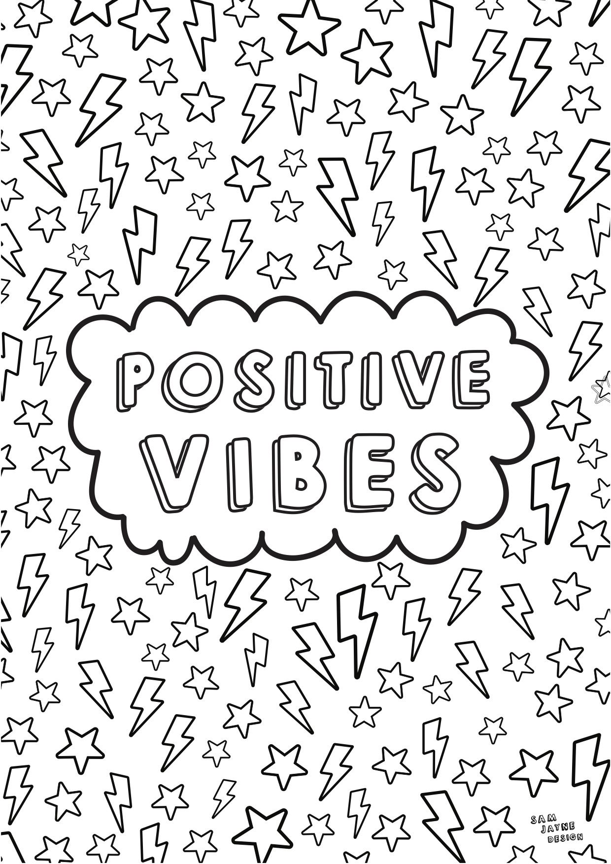 Positive vibes colouring page quote coloring pages coloring book pages easy coloring pages