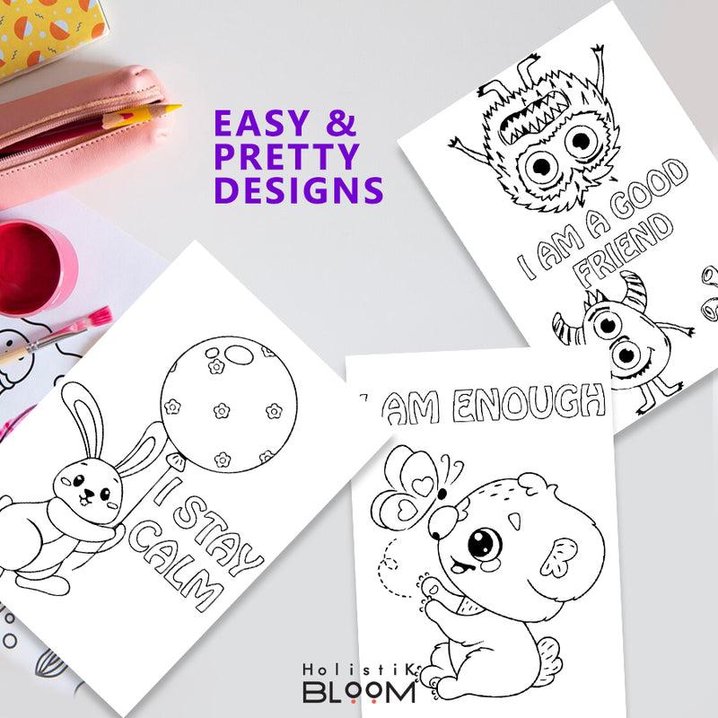 Printable coloring book for kids cute animals with positive affirmat â holistik bloom