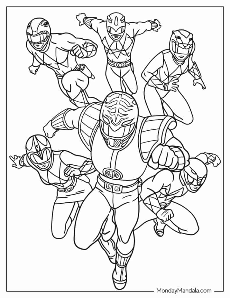 Power rangers coloring pages free pdf printables