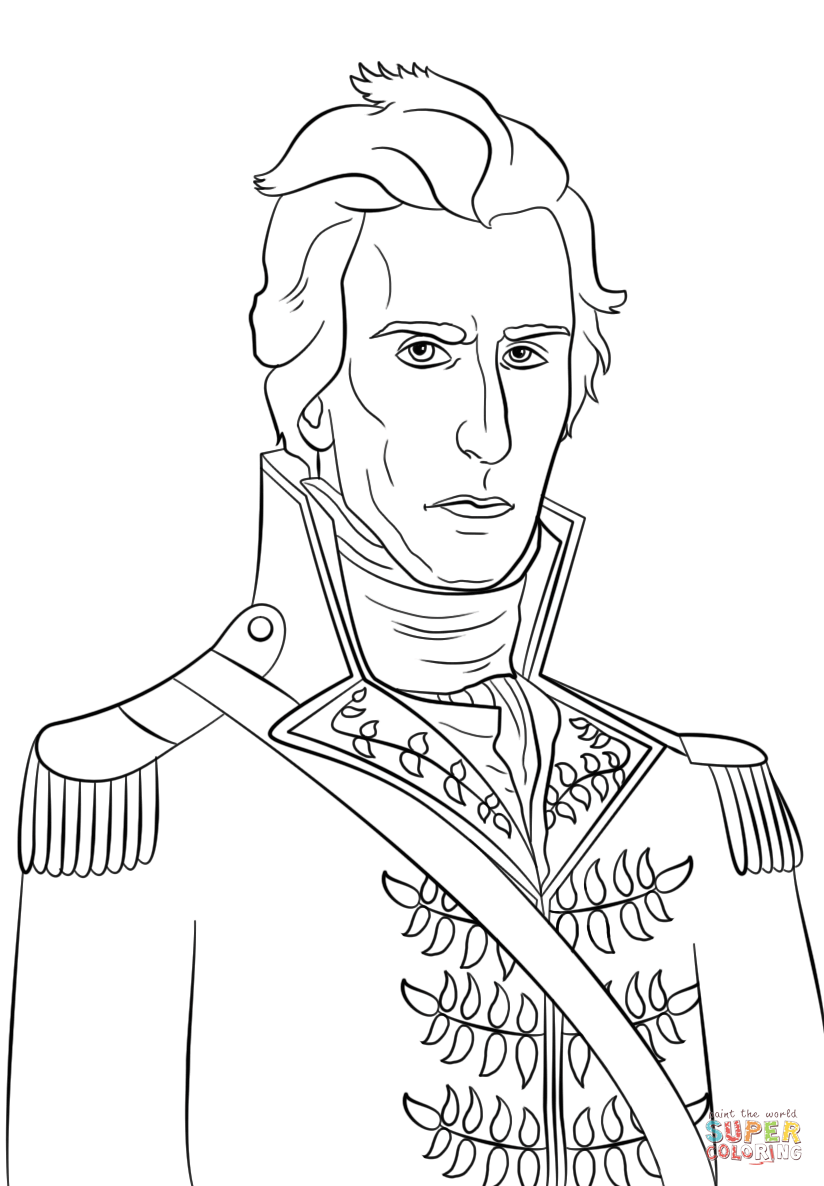 President andrew jackson coloring page free printable coloring pages