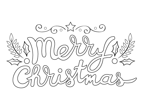 Printable easy merry christmas coloring page