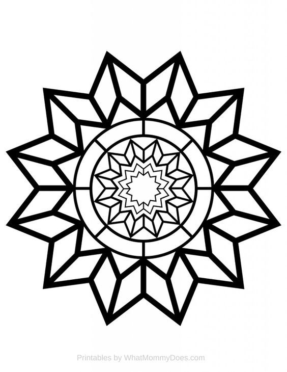 Free printable adult coloring page â detailed star pattern geometric coloring pages star coloring pages easy coloring pages