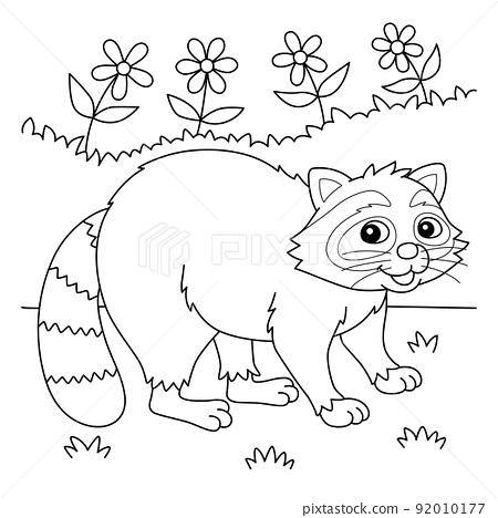 Racoon animal coloring page for kids